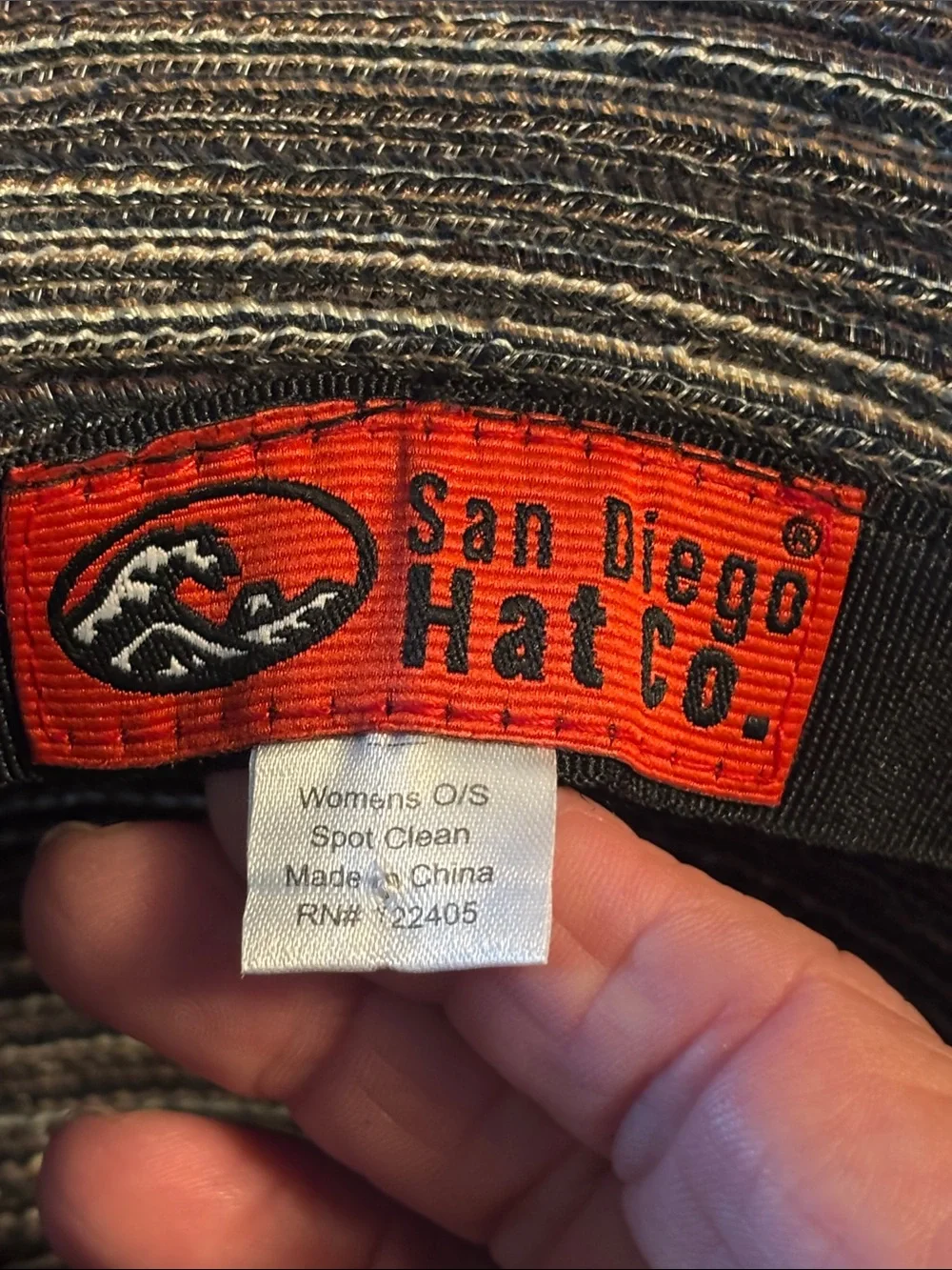 San Diego Hat Company Wide Brim Sun Hat in Striped Black & Taupe